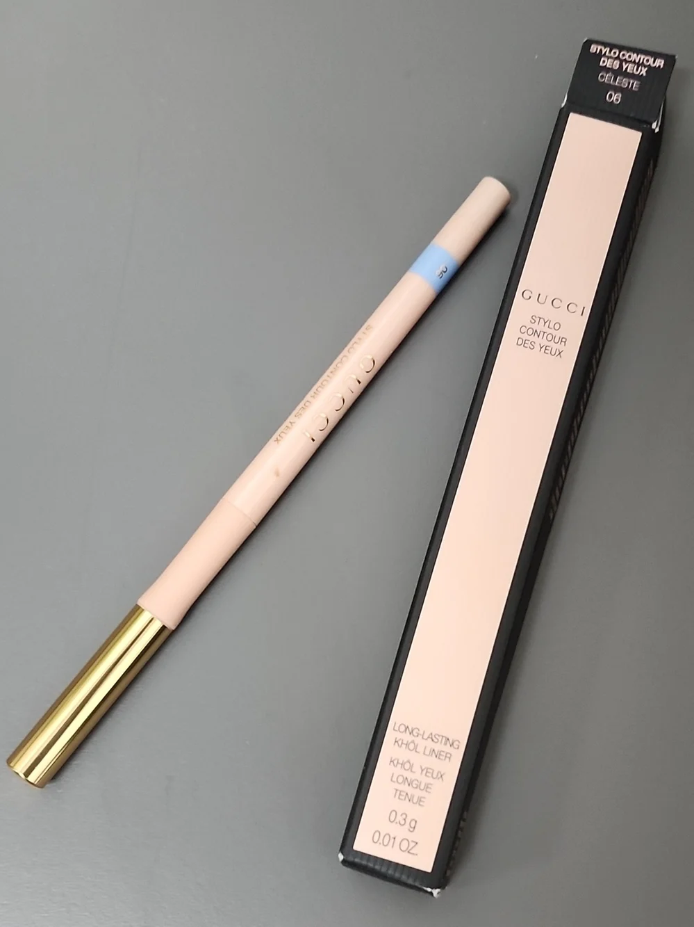 Gucci Eyeliner Pencil in Light Blue & Pale Pink with Gold Cap